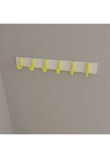 Hepsi3boyutlu Modern Duvar & Kapı Baston Askılık - 6 Adet Sarı J Askılık - Model No : 6 Sarı