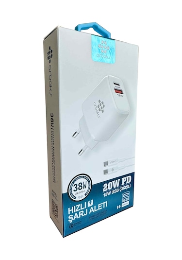 Arbaks ARB-016 38 W PD + USB - C Kablo Şarj Aleti