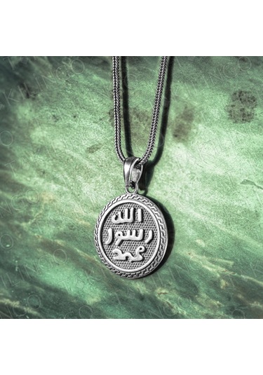 Takılingo 925 Ayar Gümüş Mührü Şerif Motifli Usta İşi Erkek Kolye Gümüş