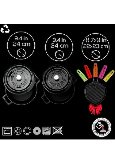 Lava Döküm Trendy Serisi Yuvarlak Derin Ve Sığ 5 Parça Tencere Tava Çeyiz Seti 001