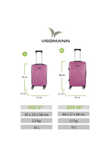 Vegmann Vela Violet 2'li Valiz Seti Orta Boy ,kabin Boy Çok Renkli