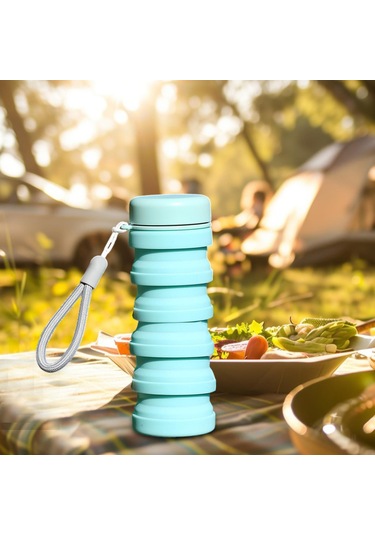 Suntek Dağcılık Kamp Seyahat Için Katlanabilir Su Şişesi Mavi