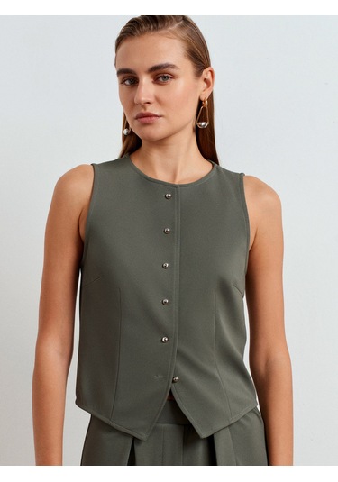 Dilvin 50528 Pens Detaylı Yelek-çağla Çağla