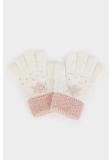 Defacto Kız Çocuk Triko Eldiven V1289a625wner129 Ekru