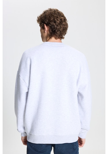 Ac&Co / Altınyıldız Classics Standart Fit Bisiklet Yaka Erkek Sweatshirt - Kar Melanj Kar Beyaz