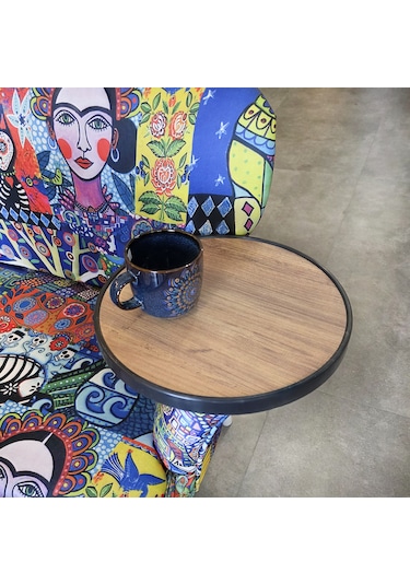 Koltuk Yanı Sehpa Oval Yuvarlak Yan Sehpa 5096