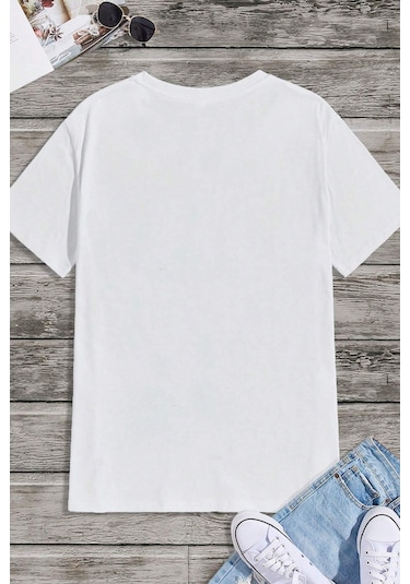 Erkek Boğa Silüet Baskılı Oversize Tshirt Beyaz