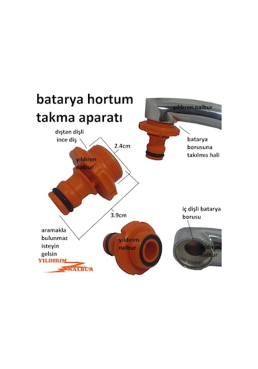 Batarya Hortum Bağlama Aparatı Dış Diş Musluk Hortum Takma Ucu