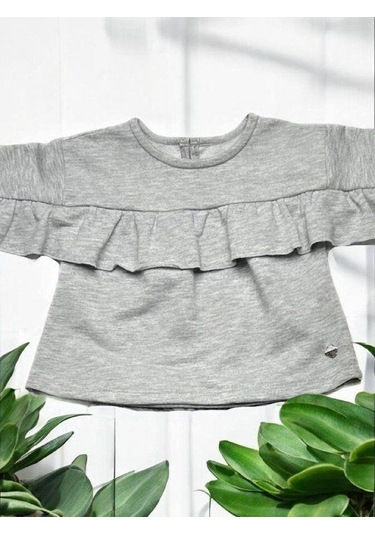 Kız Bebek Fırfır Detaylı Eşofman Takım-14856 Gri