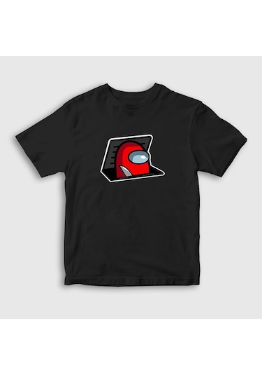 Presmono Unisex Çocuk Hide Among Us T-shirt Siyah