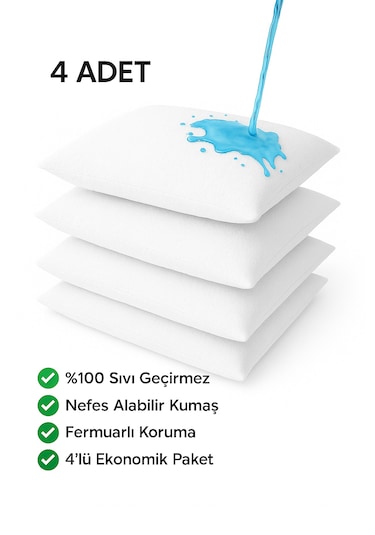 Oznhome Yastık Alezi 4 Adet Beyaz