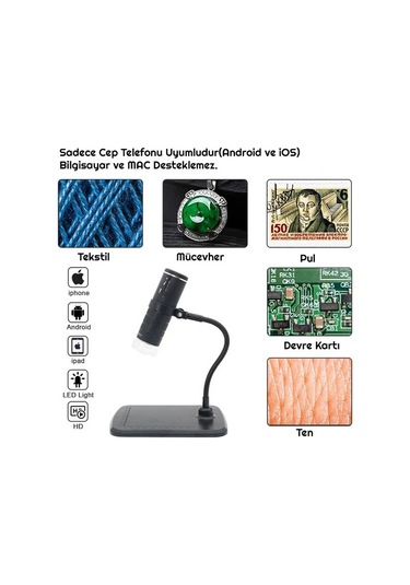 Dijital 1000x Büyütme WİFİ  HD 1080P LED Kablosuz Mikroskop