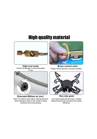 Açık Hava Elektronik Ateşlemeli Ocak - Taşınabilir Pişirme Aksesuarı, Katlanır Gaz Ocağı, Ayar Lanabilir Ateş Gücü, Siyah Çok Renkli
