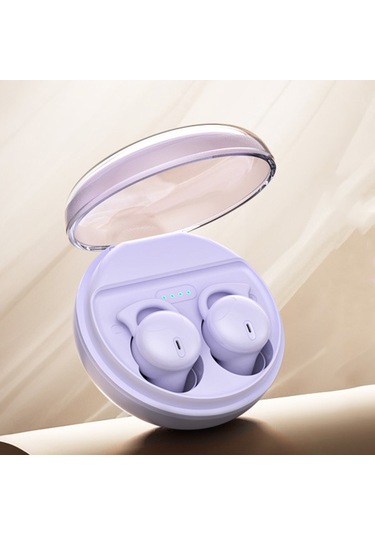 Q26 Bluetooth 5.3 Uyku Mini Kablosuz Bluetooth Kulaklık Görünmez Rahat Gürültü Önleyici Kulaklık Mor