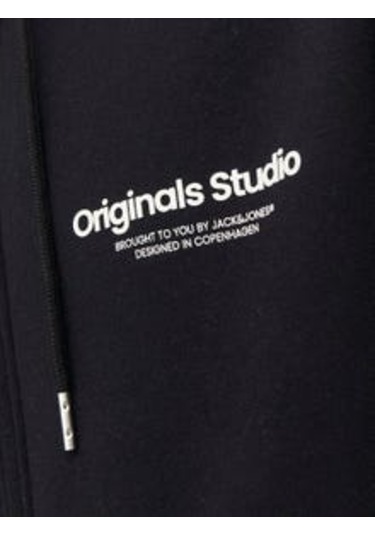 Erkek Kapüşonlu Fermuarlı Sweatshirt-siyah Siyah