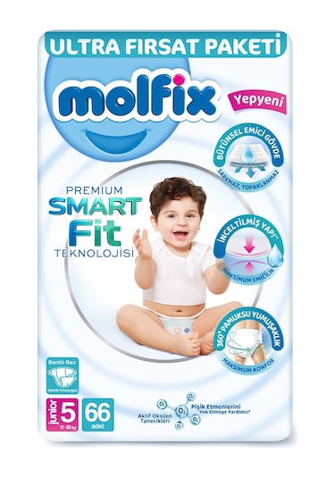 Molfix Premium Smart Fit Ultra Fırsat Paketi 5 Beden Junior 66 Adet