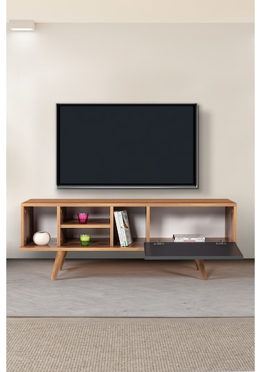 3331 Ela 130 Cm Ahşap Ayaklı Tv Ünitesi , Söğüt - Antrasit , Tv Sehpası , Salon , Oturma Odası Diğer 3331 Ela 130 Cm Ahşap Ayaklı Tv Ünitesi , Söğüt - Antrasit , Tv Sehpası , Salon , Oturma Odası Diğer