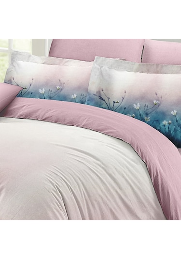 Monohome Soft Blue Luxury Çift Kişilik Pamuk Saten Nevresim Takım Mavi