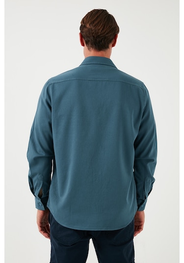 Buratti Pamuklu Regular Fit Çift Cepli Erkek Gömlek Cf24W116927 Petrol