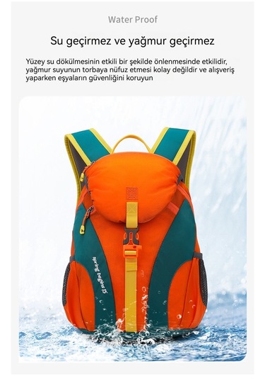 Relaxed Çift Tarzı Sırt Çantası, Eğlence Bisiklet Yürüyüş Sırt Çantası, Büyük Kapasiteli Su Geçirmez Açık Hava Sporları Dağcılık Çantası-turuncu Turuncu
