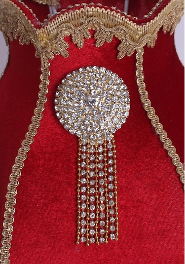 Redviev Burgulu Abajur Broş Dekorlu Kristal Ayak Kırmızı