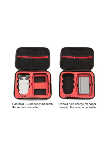 Maiyame Djı Mini 2 İçin Siyah Dış Kabuk Kırmızı İç Dolgu Taşınabilir Çantası - Su Geçirmez, Basınç Dayanıklı, Kumanda, 3 Pil Ve Aksesuarları Saklar