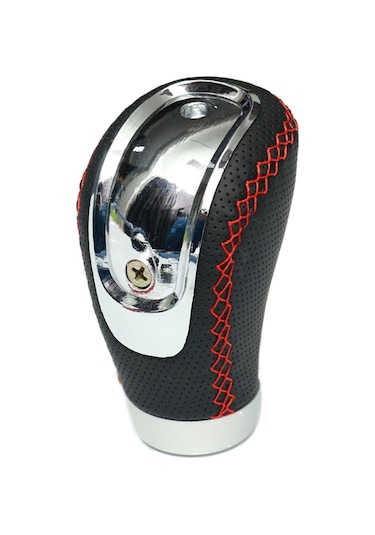 Moveevo Evrensel Araç Vites Kolu Başlığı, Metal+pu Deri, 3 Değiştirilebilir Kapağı 5-6 Vites , Tornavida Ve Adaptörler İçerir Siyah