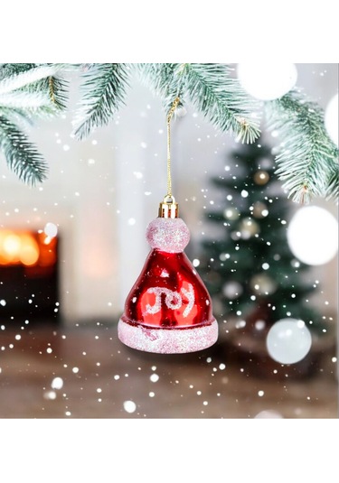 Yılbaşı Süsü 6'lı Bere Kırmızı 8 Cm