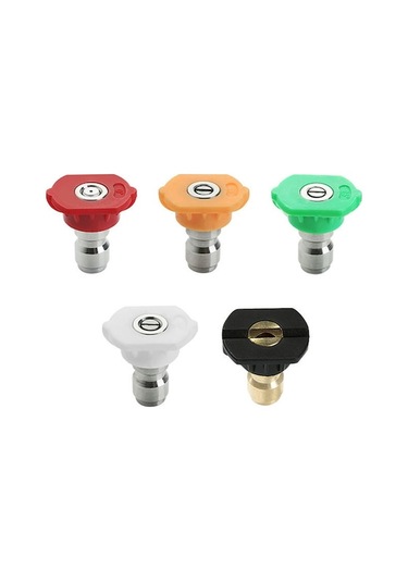 5'li Basınçlı Yıkama Nozulu Seti - 0 /15 /25 /40 Açılı & Köpük Nozulu - Hızlı Bağlantı