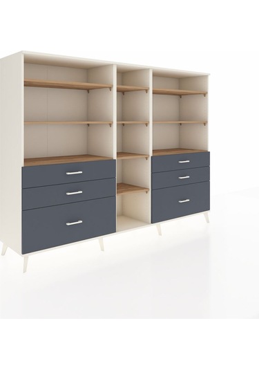 Hyperion Dolap 10 Raflı 6 Çekmeceli 220x44x163 Aytaşı-çam/antras Aytaşı-çam/antrasit