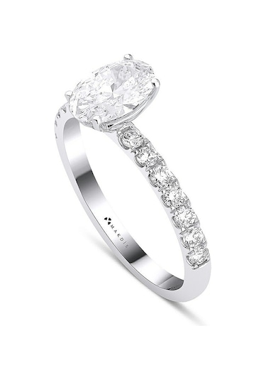 1.50 Karat Oval Tektaş Pırlanta Yüzük Beyaz Altın