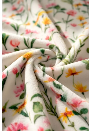 Botanical Çift Kişilik Peluş Battaniye Çok Renkli