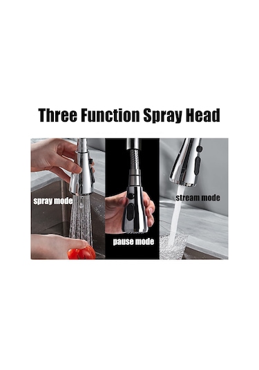 Inchant 3 Fonksiyonlu Mutfak Musluğu Püskürtme Başlığı Pull Out Gümüş