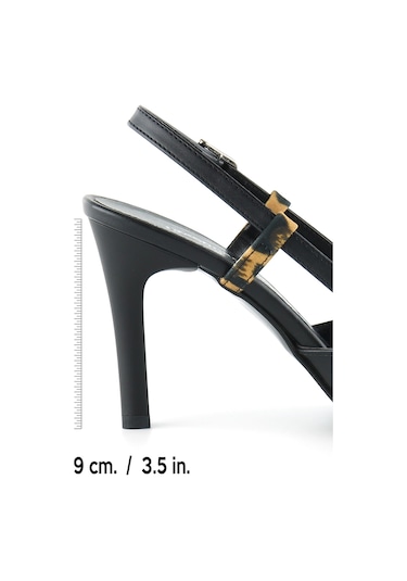 Erkan Saçmacı Sacha Siyah Leopar Arkası Açık İnce Topuklu Ayakkabı Leopar - Siyah