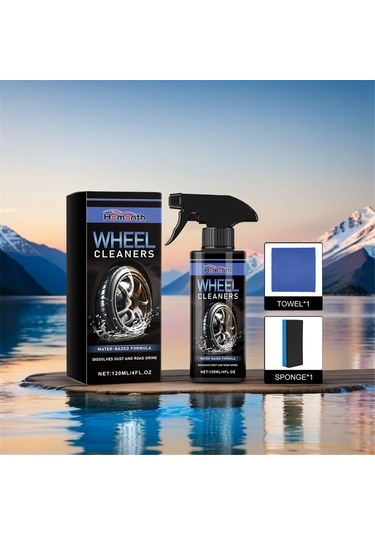 Jeehugo Oto Jant Temizleyici Spreyi 120ml - Dirsek Ve Yol Kirliliğini Kaldırır, Alüminyum Dışında Tüm Jantlar İçin - 1 Sponge + 1 Mendil