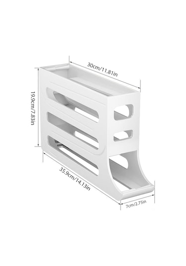Reedark "4 Katmanlı Buzdolabı Yumurta Saklama Kutusu - Otomatik Dönen 30 Yumurta Kapasiteli, Yer Tasarrufu Sağlayan" Beyaz