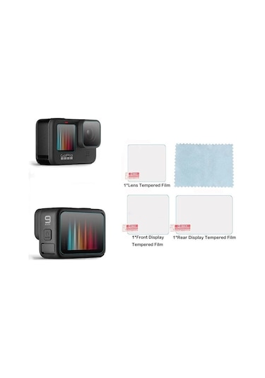Oem Marka Gopro 9/10/ 11/ İçin 3'lü Lcd Lens Ekran Koruyucu Siyah