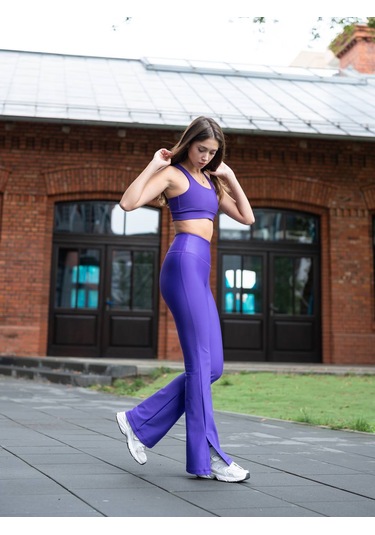 Mor Yırtmaçlı İspanyol Paça Spor Tayt
