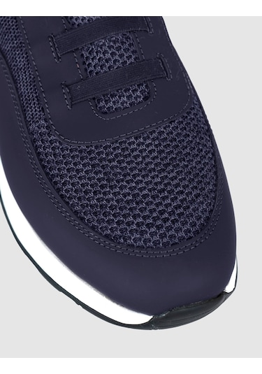 Cabani Lacivert Örgü Dokulu Konfor Sneaker Siyah - Neon Yeşil
