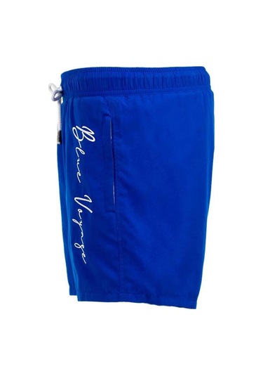 Saks Mavi Su İtici Özellikli Blue Voyage Nakışlı Erkek Plaj Deniz Şort Mayo - 303-saks 001