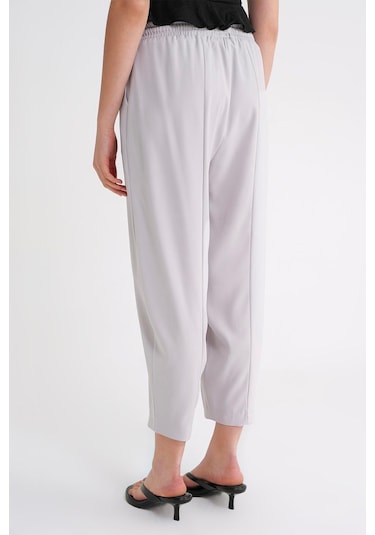 4307 Kadın Beli Lastikli Parçalı Şalvar Pantolon Gri Gri