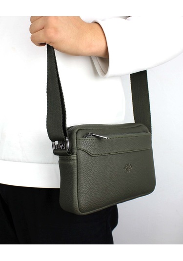 Unisex Haki Renk Orta Boy Askılı Postacı Omuz Çantası Haki