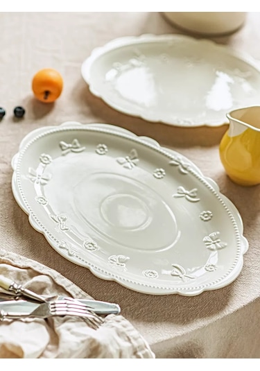 Roomi Beyaz Oval Seramik Tabak 30,5 21,5 Cm 238015429 Beyaz