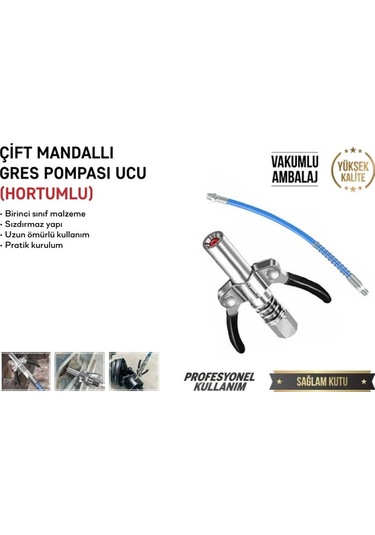 Çıft Mandallı Gres Pompa Ucu Hortumlu