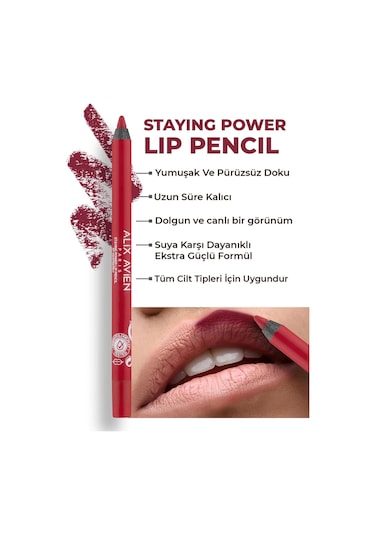 Alix Avien Suya Dayanıklı Uzun Süre Kalıcı Yumuşak Dudak Kalemi Staying Power Lip Pencil 57 Raspberry