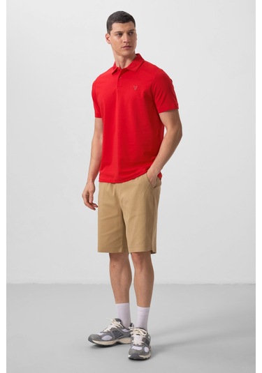 Tommy Life Kırmızı Basic Göğüs Logolu Standart Kalıp Triko Polo Yaka Erkek T-shirt - 87768 Kirmizi