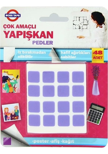 Boss Tape 3906 Çift Taraflı Sök Tak Montaj Bandı Ped 12mmx12mm 48li Blister