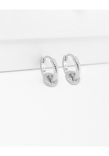 Brezza Lusso Jewelry Sallantılı Snake Desen Halka Kadın Gümüş Küpe 13 Mm