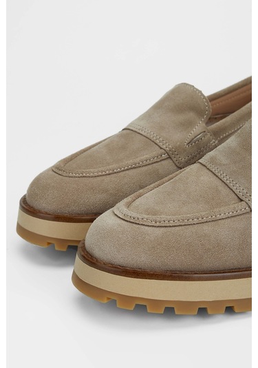 Tamer Tanca Kadın Hakiki Deri Vizon Loafer Ayakkabı 902 3435 Bn Ayk Sk23/24 Vızon Suet Vizon