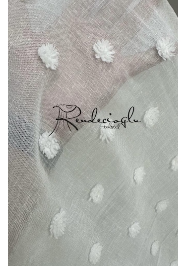 Tül Perde Püsküllü Katlamalı Mekanizmalı Sistem Keten Dokulu Ekru